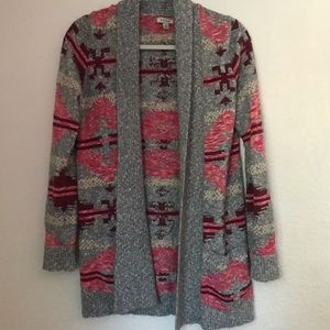 Womens L Gray Patterned Long Sweater by Luck Brand